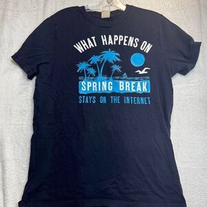 Hiollister T-Shirt Womens Size XL Blue Large Graphic Short Sleeve Casual Basic